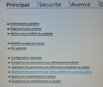 réinitialisation bios